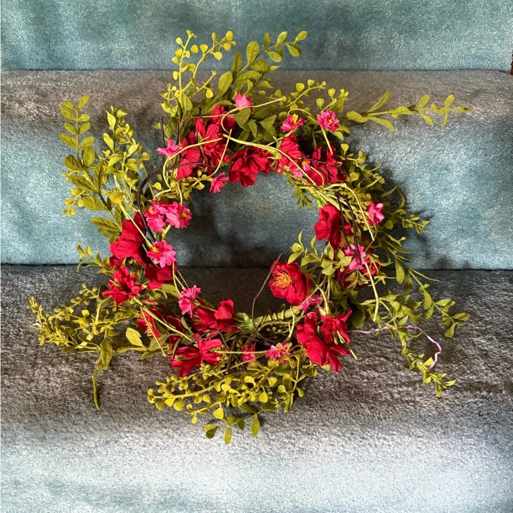 Faux Flower Wreath or Candle Ring Flower Crown Med sized Super High Quality Red